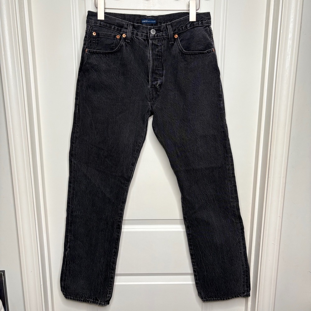 Levi's Made & Crafted 501 Original Selvedge Jeans Mens 32x32 Black Stonewash EUC